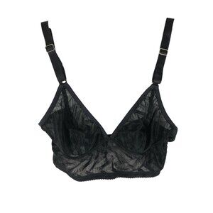 Fortnight Vega Longline Bralette Sheer Mesh V Neck Black 30C